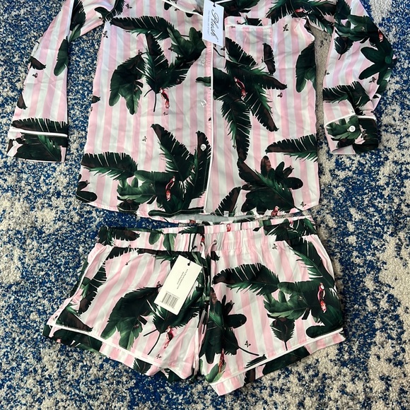 Plush X REVOLVE Long Sleeve Top and Short Pajama Set in Pink XS - Picture 6 of 9
